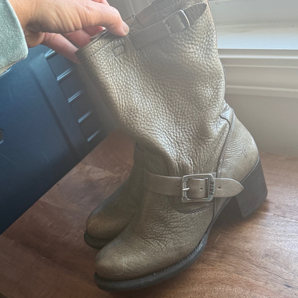Frye slouchy harness engineer boots